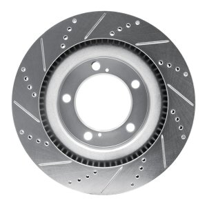Lexus LX570 Brake Rotor (1) - Front Right - R1 Concepts - Drilled & Slotted - Silver - `07-`22